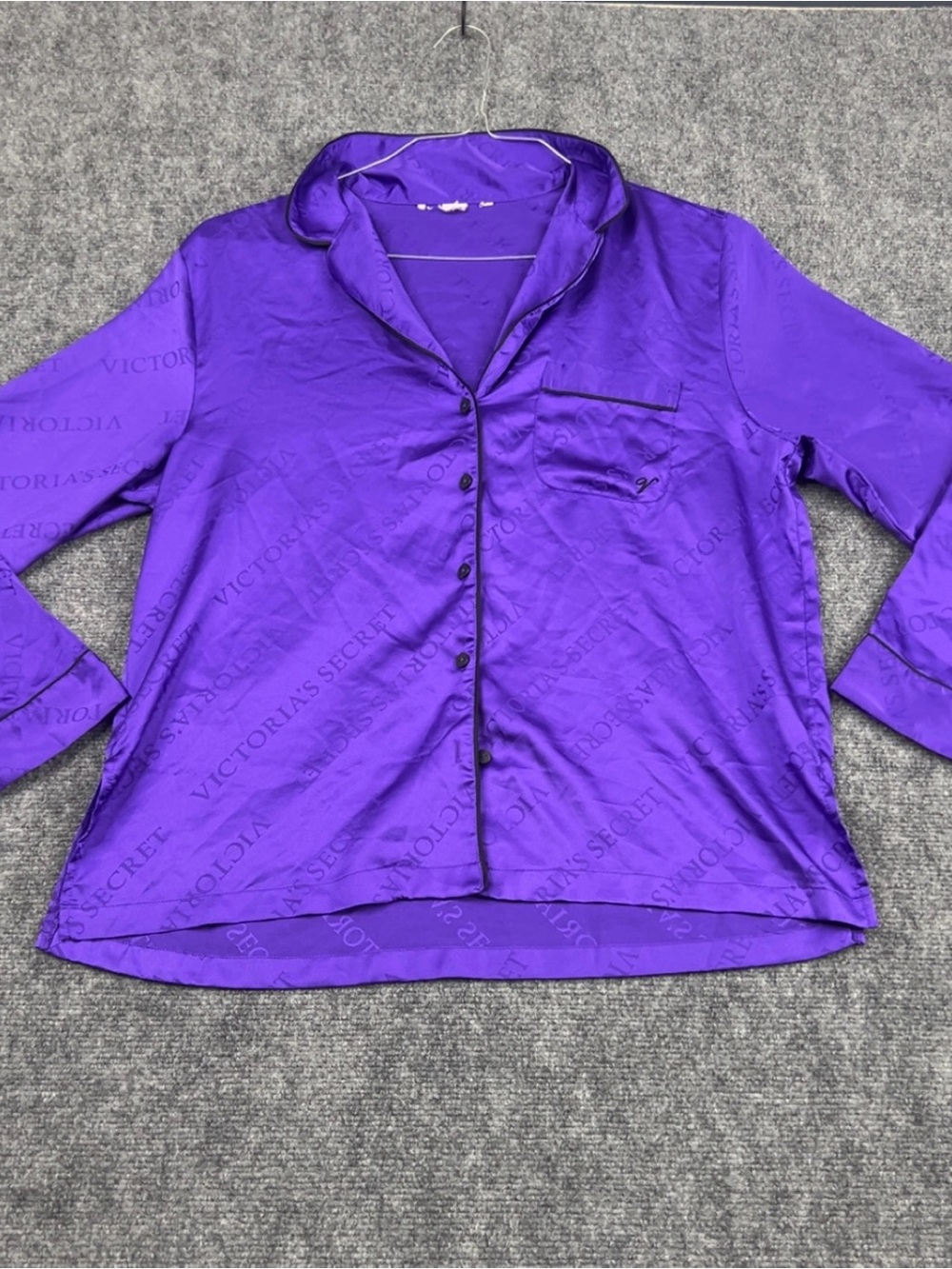Victoria's Secret Violet Satin-Style Button Down Long Sleeve Shirt - Size S